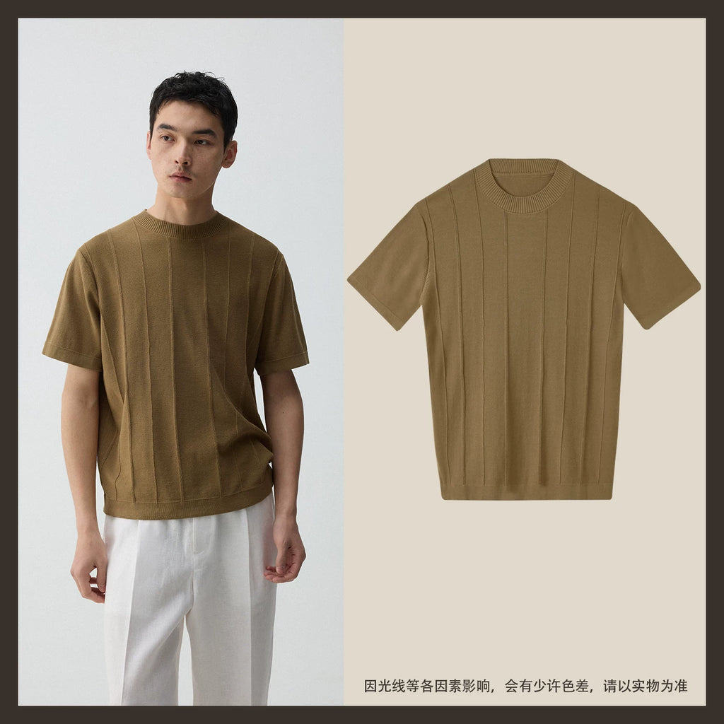 CULTUM Vertical Stripe 100% Cotton Breathable Relaxed Tee