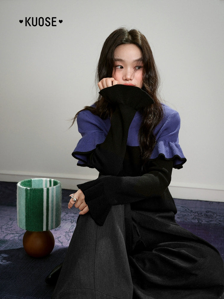 Kuose Semi-turtleneck Slim Bottom Sweater Knit