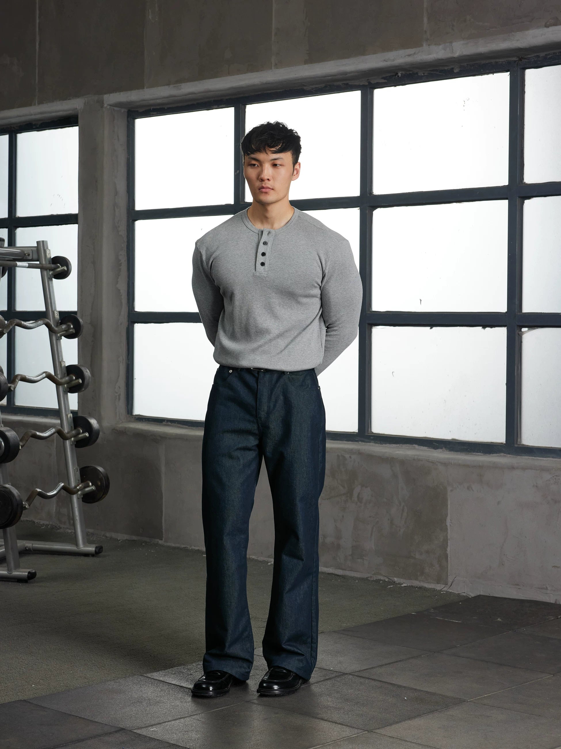 AFTERGLOW Soft Waffle Henry Neck Long Sleeve