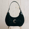 AnnoMundi Black Faux Leather Magnetic Snap Shoulder Bag