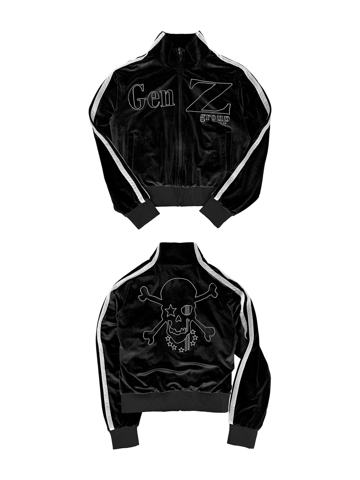 ColdAsia Metallic Stripe Embroidered Cropped Jacket