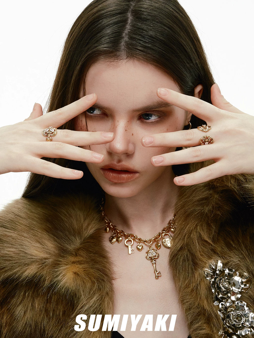 SUMIYAKI Vintage Pearl Key Adjustable Ring