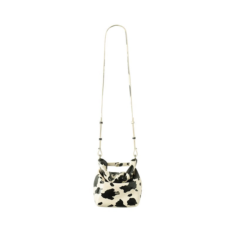 CryingCenter Cow Pattern Mini Folding Portable Messenger Bag