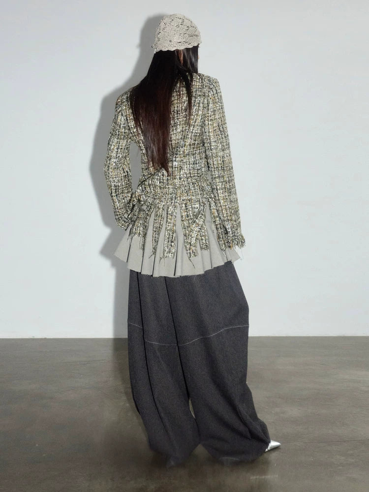 JNYLON Destructive Tassel Rough Edge Xiaoxiangfeng Jacket