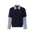 MoodBerry American Retro Prep Plaid Faux Two-Piece Henley Sweatshirt