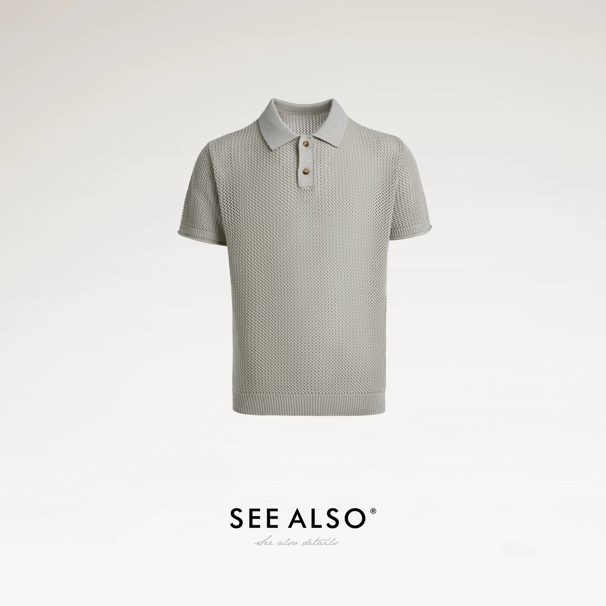 SEE ALSO Cutout Breathable Linen Knit Polo Shirt