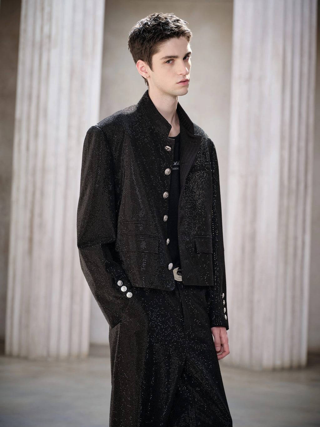 FACEON LAB Mandela Black Diamond Uniform Crystal Blazer