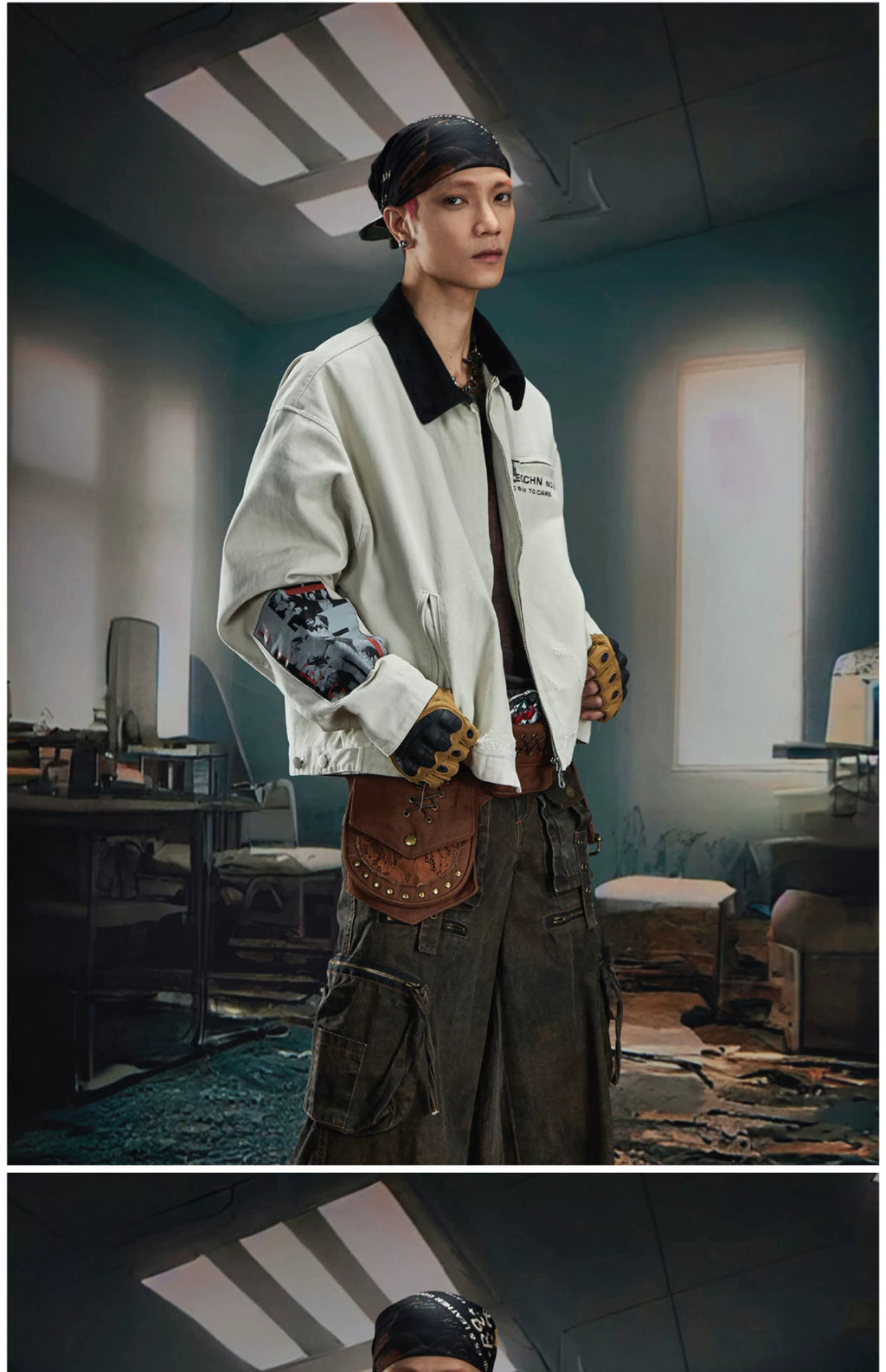 NOMANIAI Loose Zip Lapel Denim Jacket