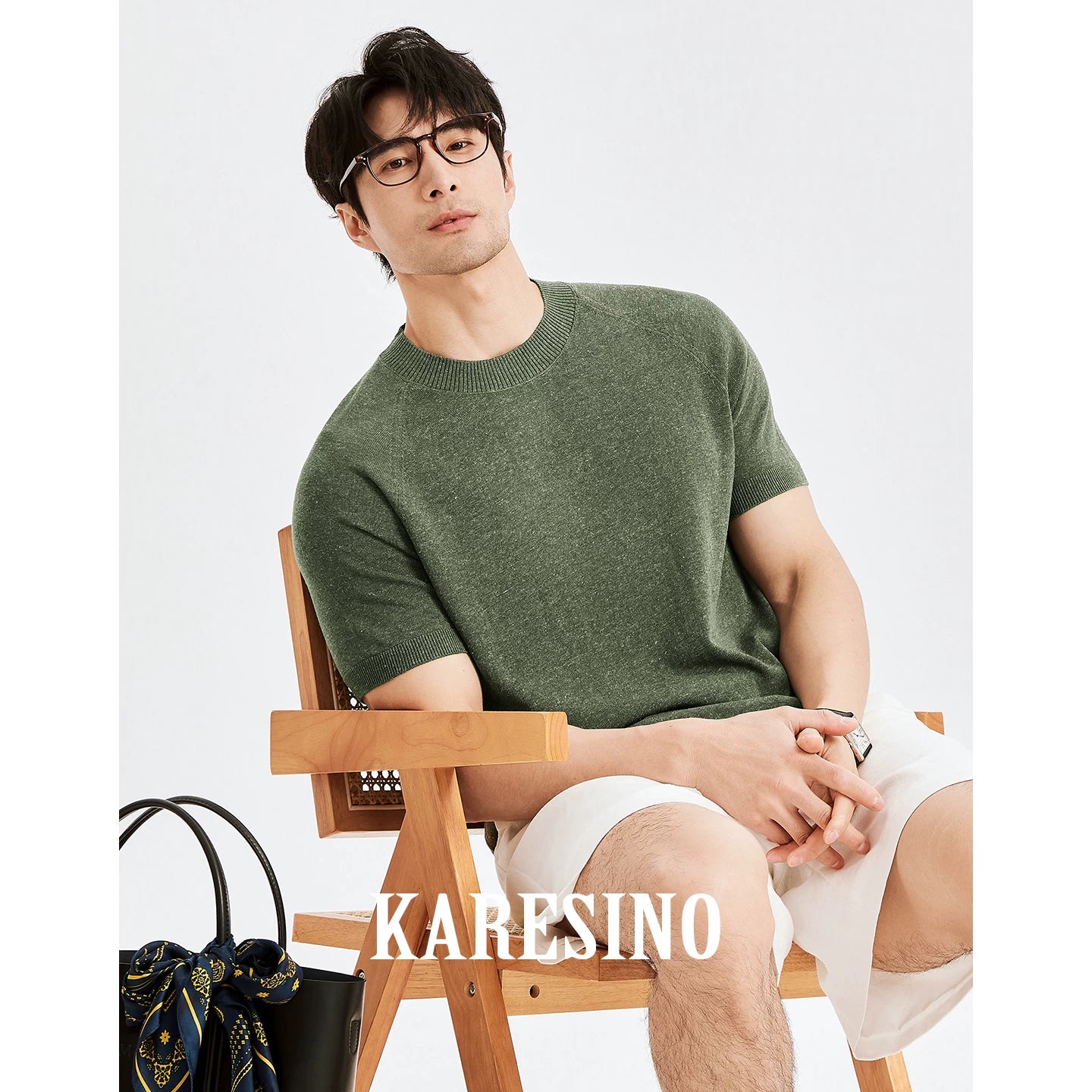 KARESINO Breathable Cool-Touch Crew Neck Knit Tee