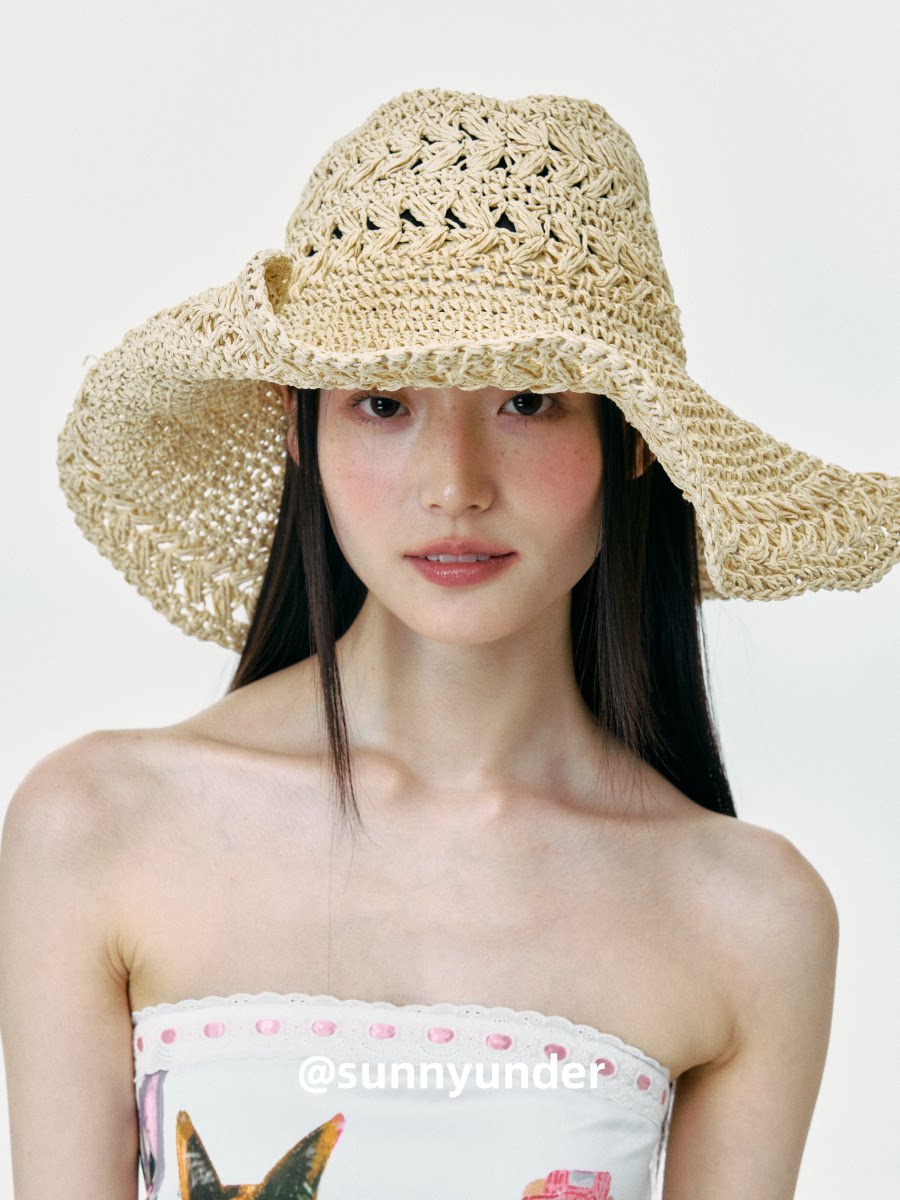 Sunnyunder Rollable Large Brim Breathable Straw Hat