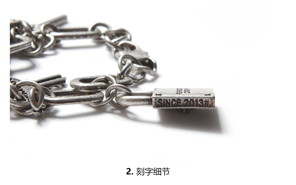 Remedy Vintage Distressed Star Key Lock Bracelet
