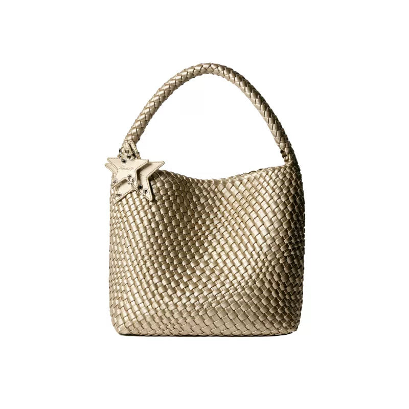 ECODAY Silver Woven Faux Leather Shoulder Bag
