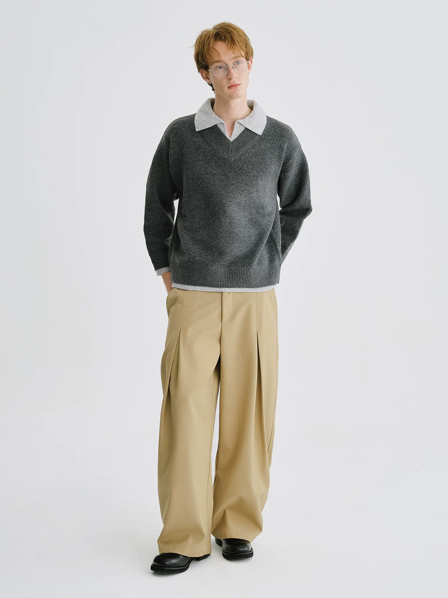 LIVINGTOWN Vintage Pleated Casual Wide-leg Pants