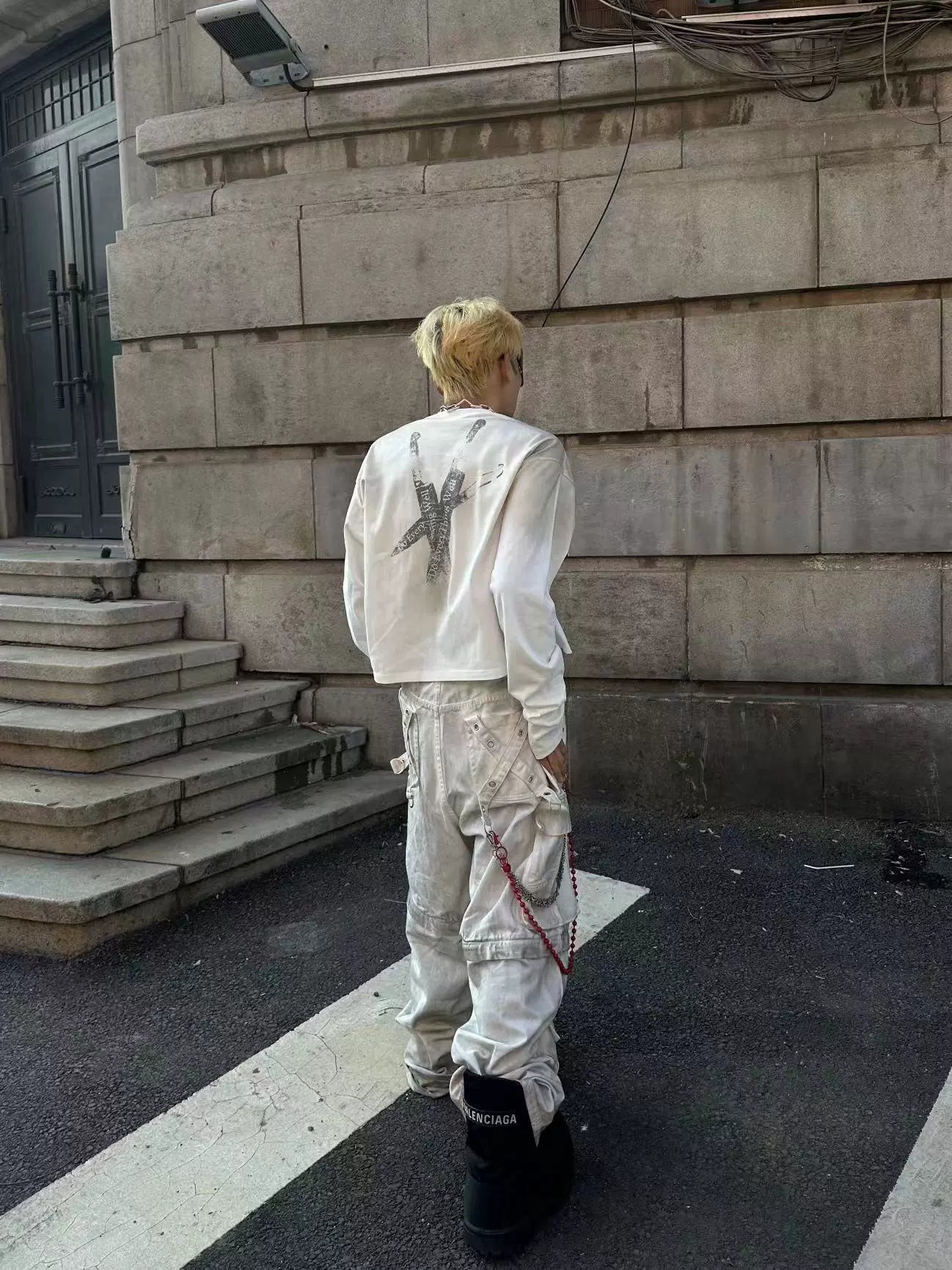 DETW-24AW red heart scalpel spray dirty water Boxy Long Sleeve Tee