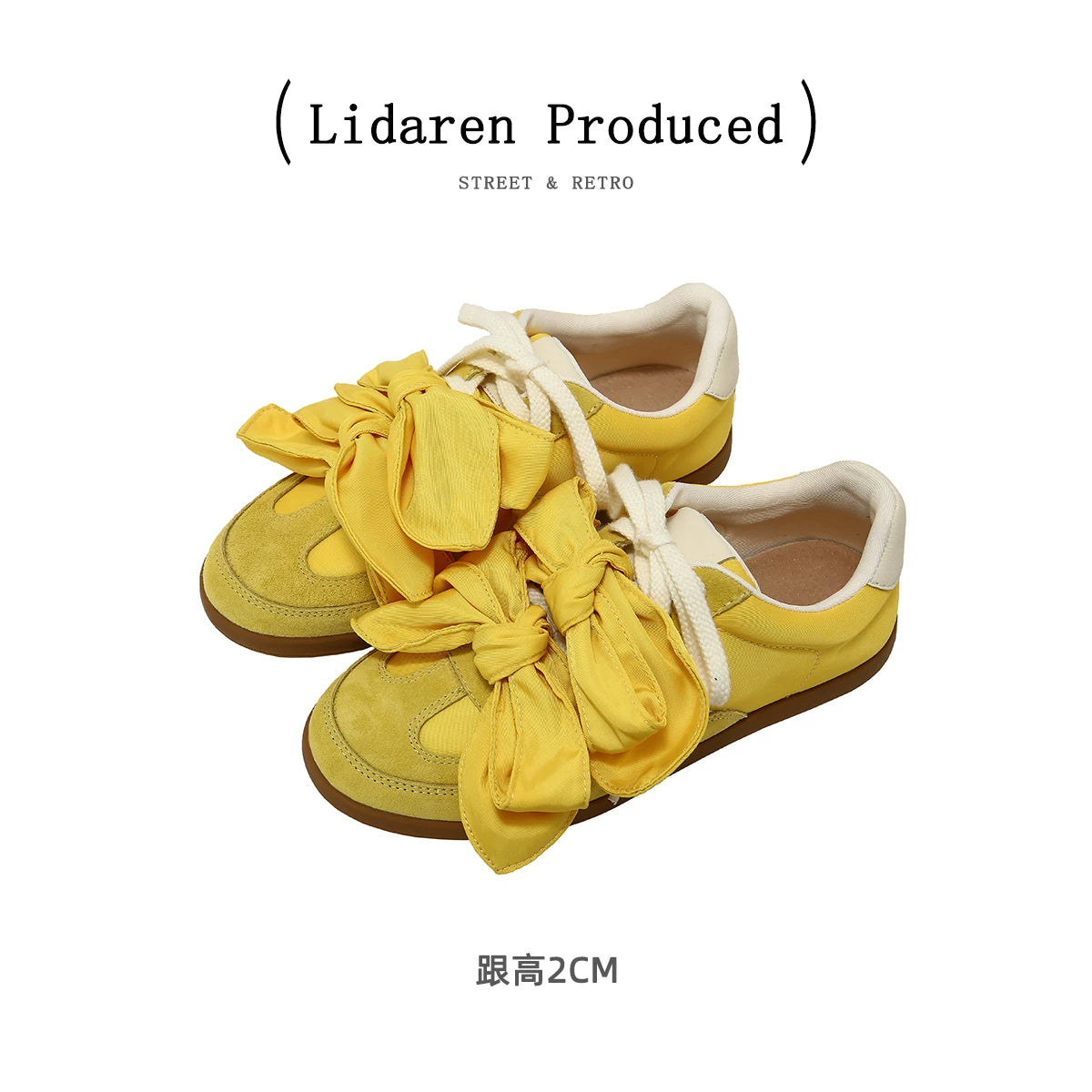 Lidaren Produced Suede Bow-Embellished Lace-Up Flat Sneaker