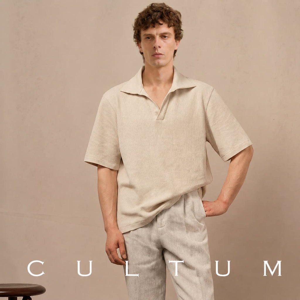 CULTUM Lightweight Breathable Loose Knit Polo Shirt