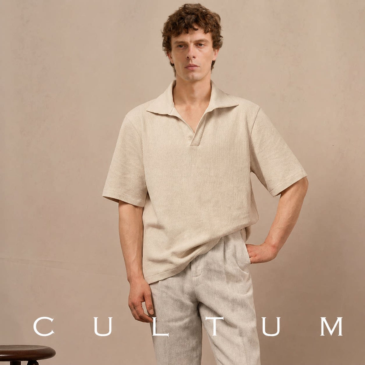CULTUM Lightweight Breathable Loose Knit Polo Shirt