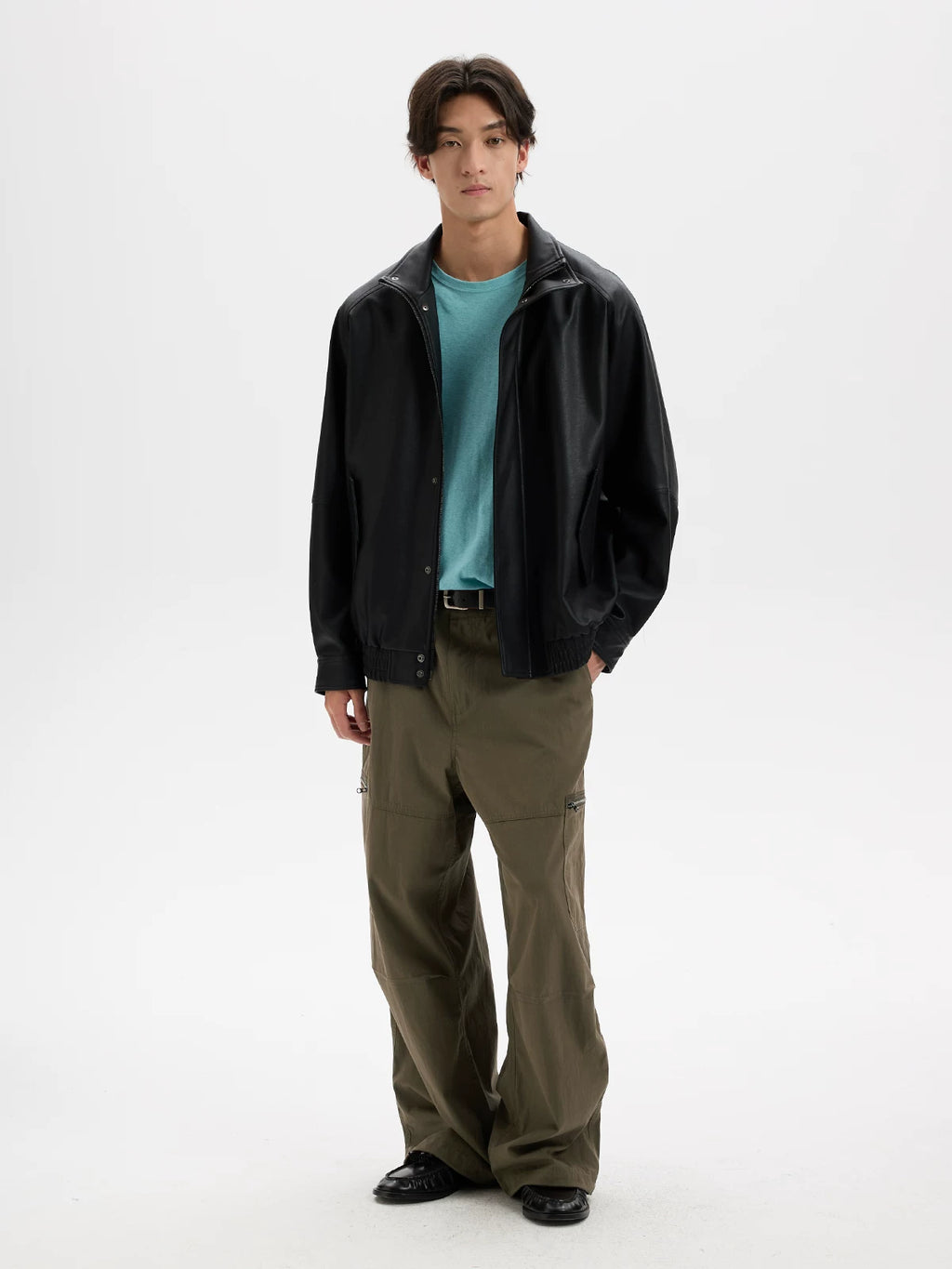 BUTTBILL Vintage Motorcycle PU Leather Loose Jacket