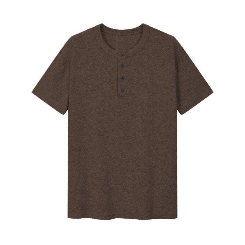 VLABMADE 300g Henley Neck Cuffed Slim Fit Tee