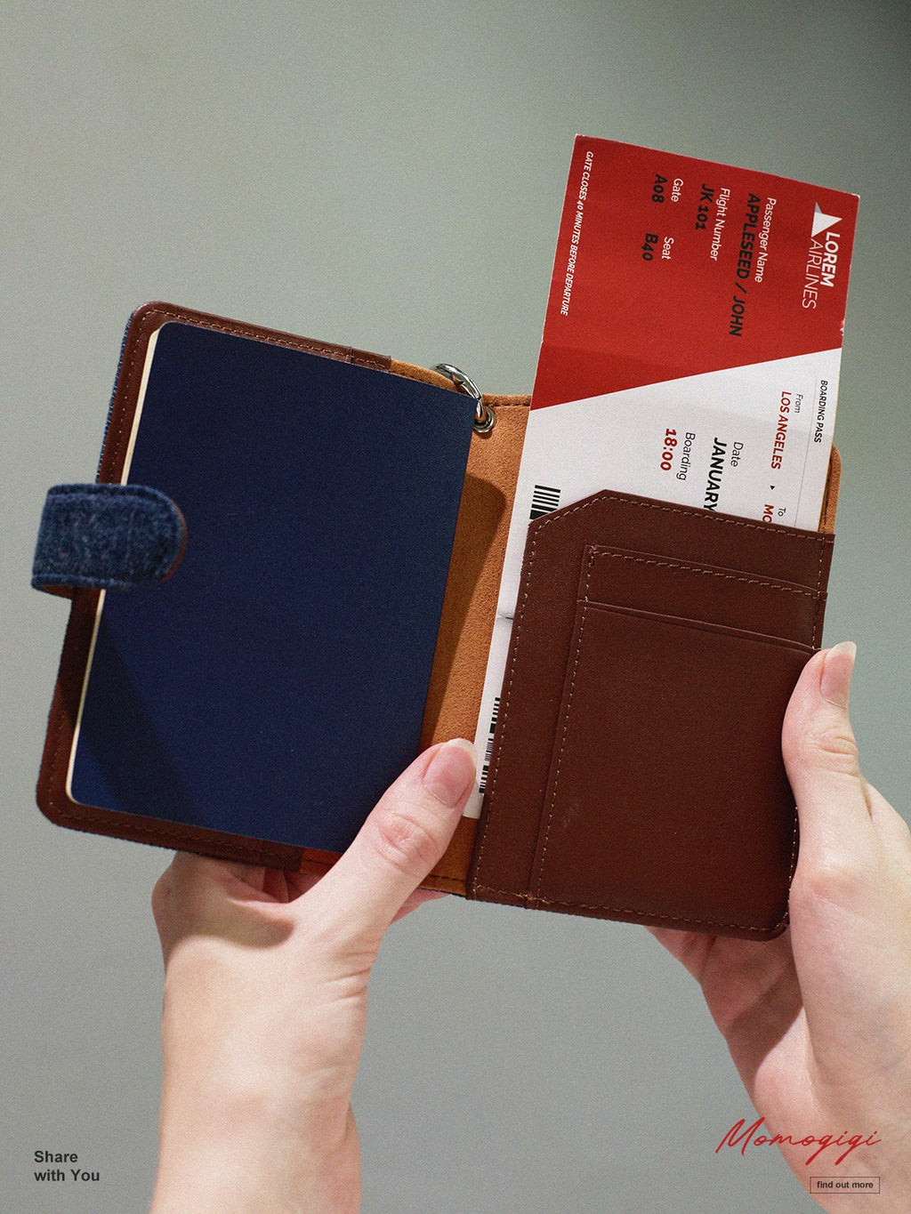 Momogig Vintage Love Embroidery Multifunctional Handheld Passport Holder