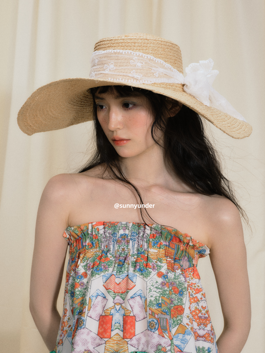 Sunnyunder Lafite Straw Flat Top Straw Hat