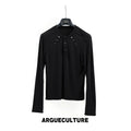 ArguE CulturE Deconstructed Studded Slim-Fit Henley Long-Sleeve Tee