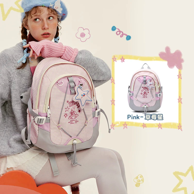 VANWALK Ballet Pink Faux Leather Zip-Top Backpack