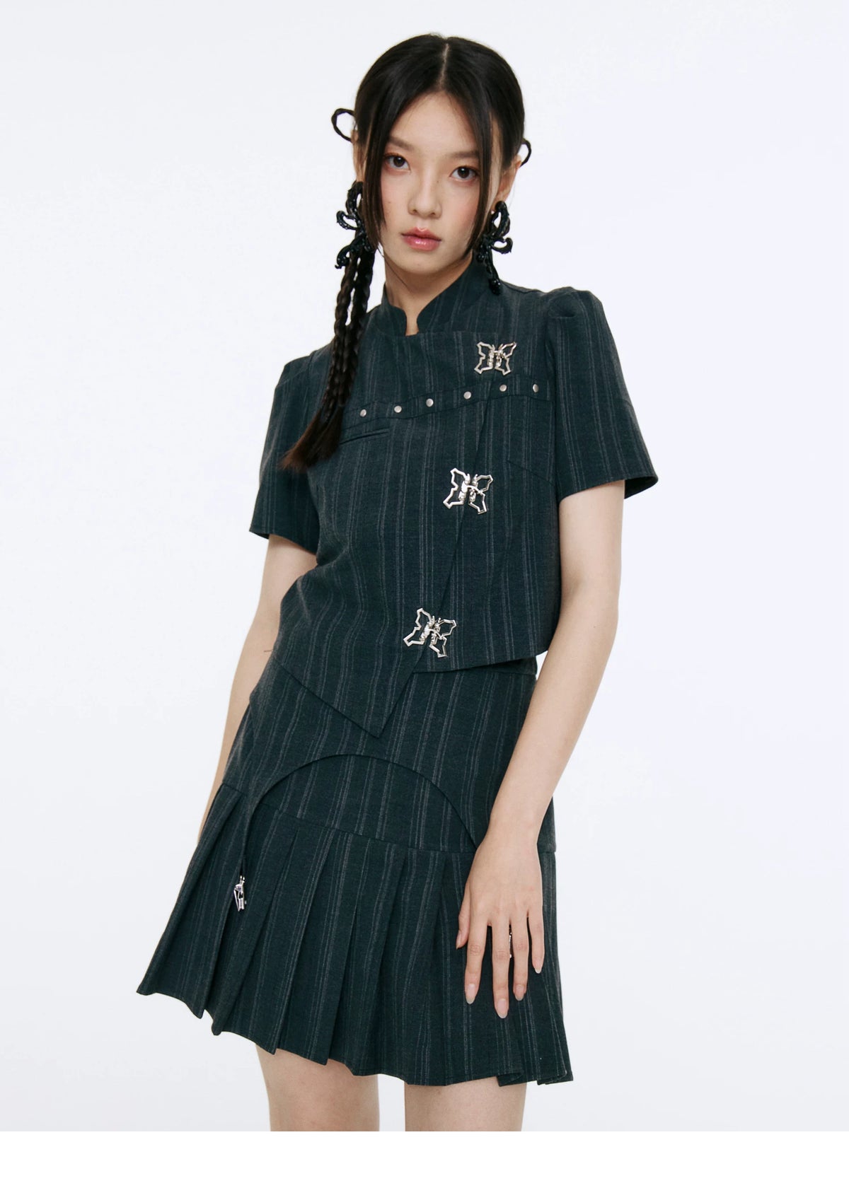 LOST FOREST Niche Casual Pleated Skirt Set
