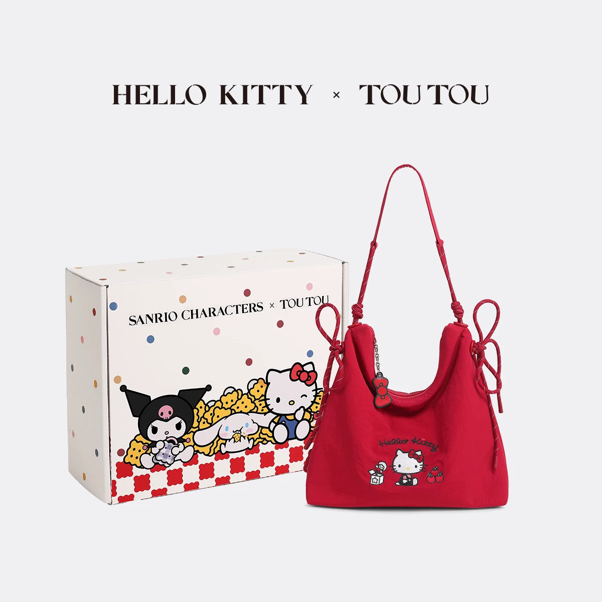 TOUTOU Cream White Canvas Zip-Top Crossbody Bag