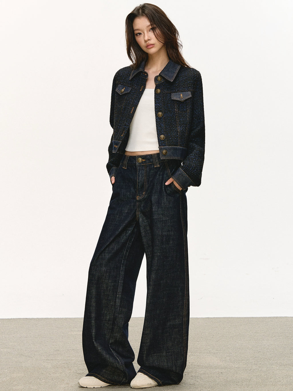 Anna Aneae Wool Xiaoxiangfeng Denim Jacket Set
