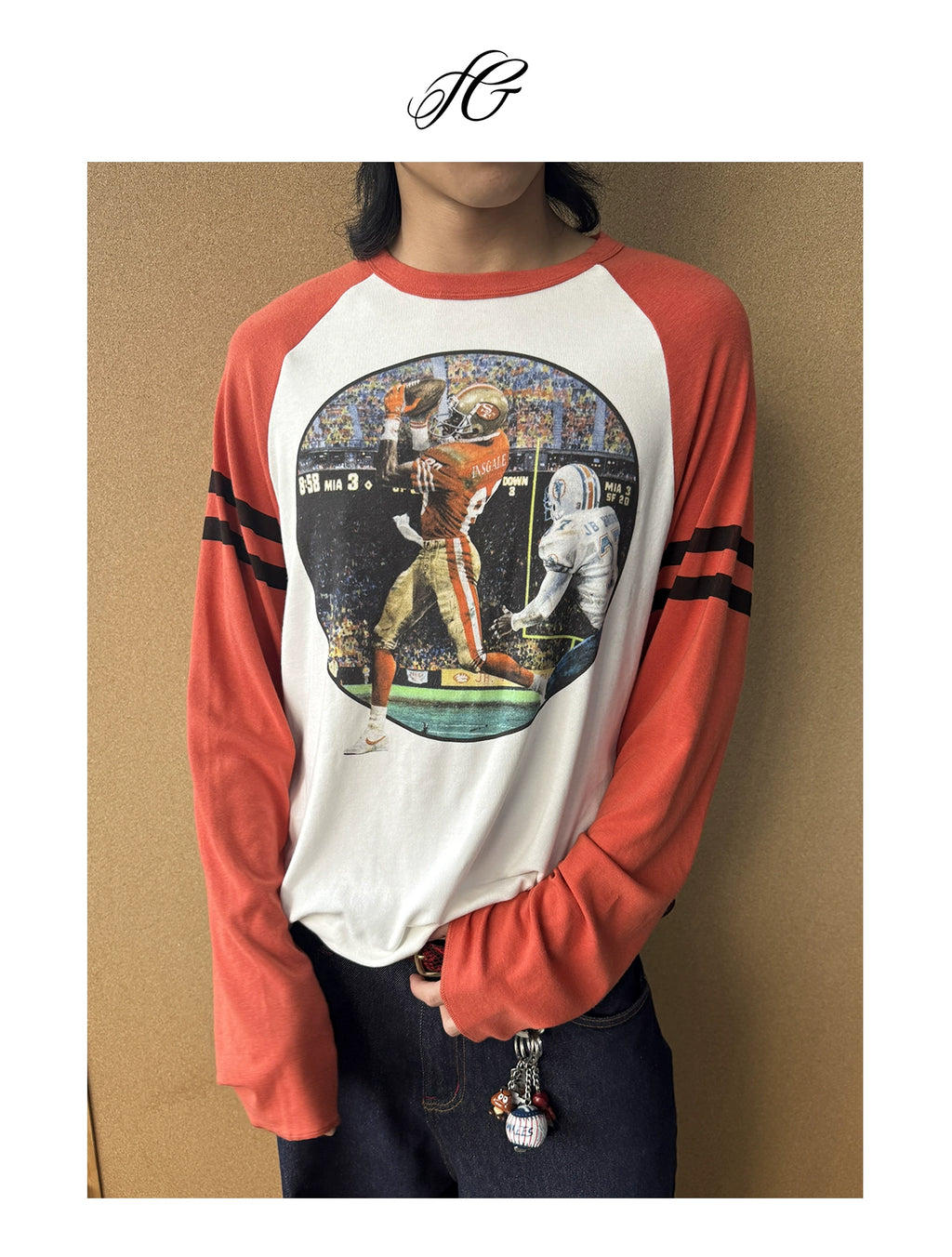InsGale Contrast Vintage Splicing Shoulder Sleeve Long Sleeve