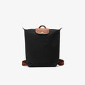 NO LOGO Top-Grain Leather Nylon Backpack - Zip-Top