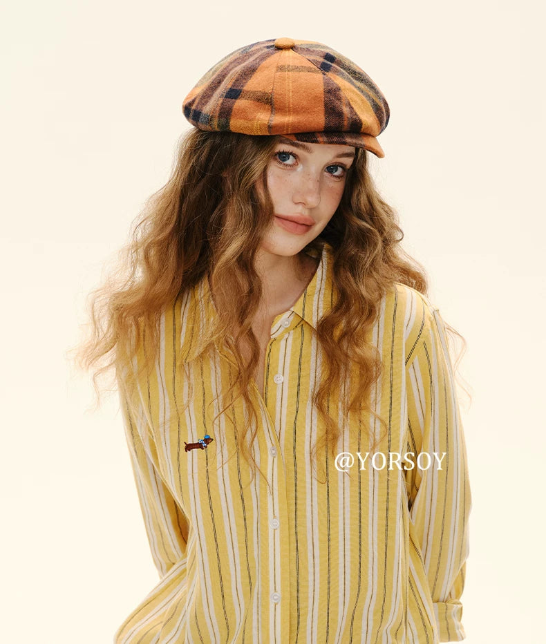 YORSOY Vintage College Plaid Thermal Beret