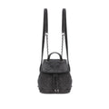 JANDRESS Black-Gray Quilted Faux Leather Chain Backpack