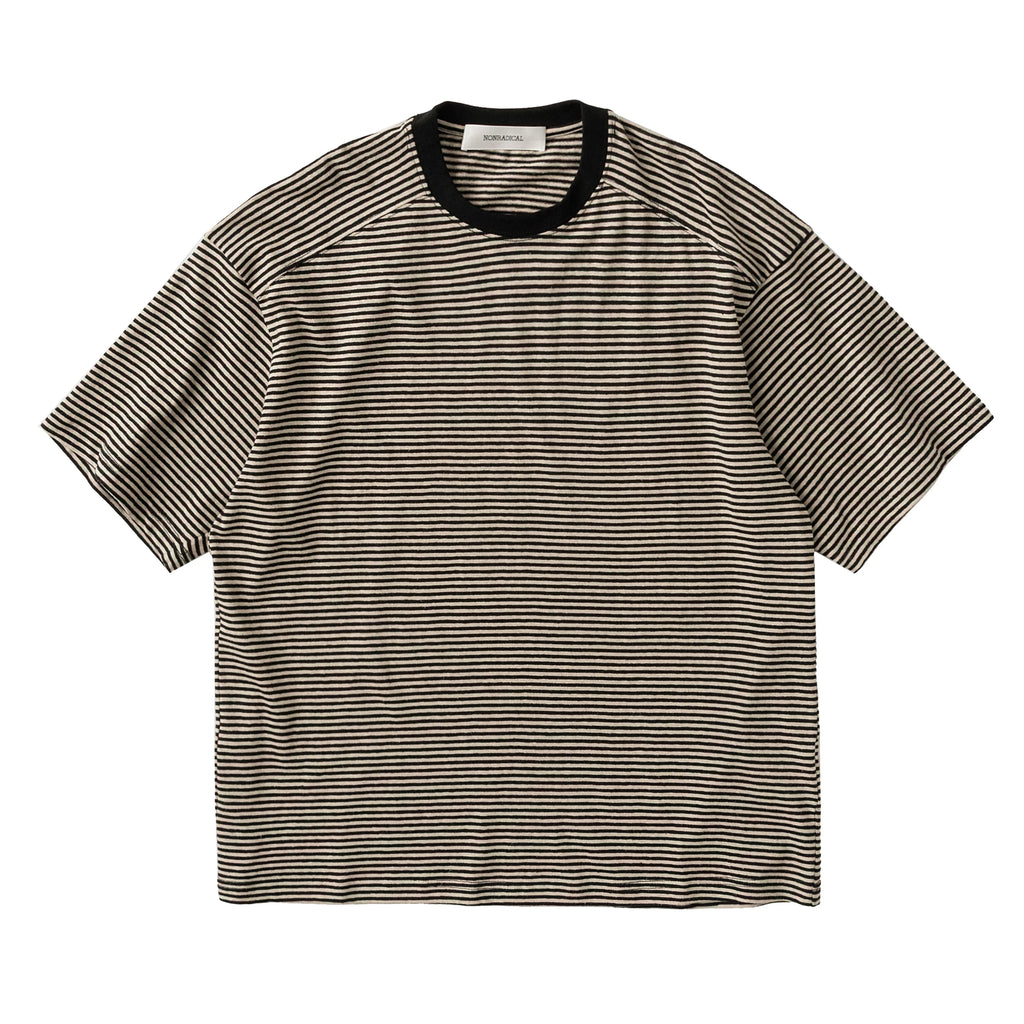 NONRADICAL Striped Cotton-Linen Breathable Tee