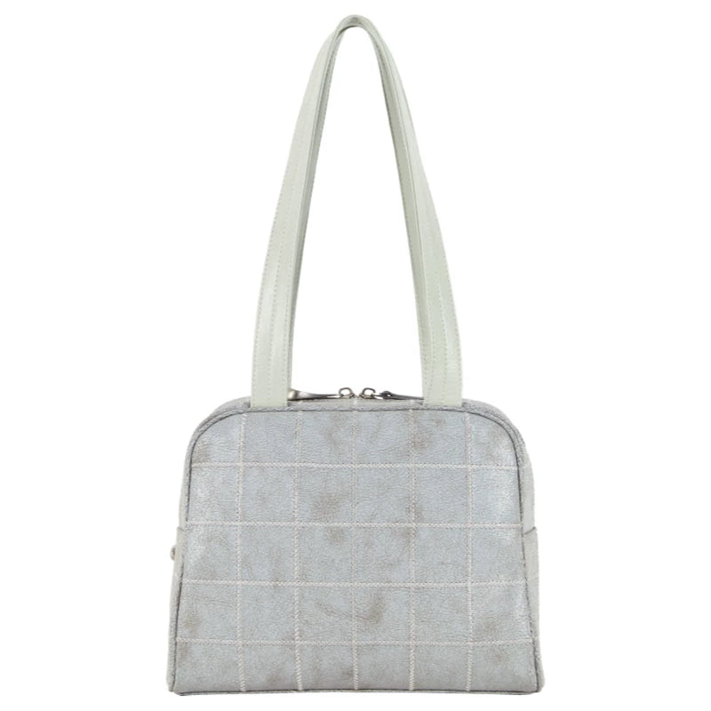 DIRTY SIX Gray Woven Fabric Zip-Top Shoulder Bag