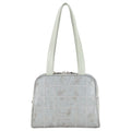 DIRTY SIX Gray Woven Fabric Zip-Top Shoulder Bag