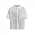 JCAESAR Vein Tencel Linen Rolled Hem Shirt