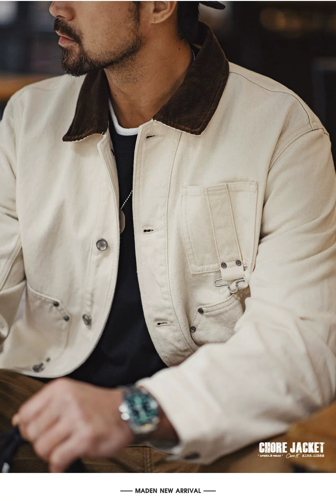 Madden  White Lapel Corduroy Jacket