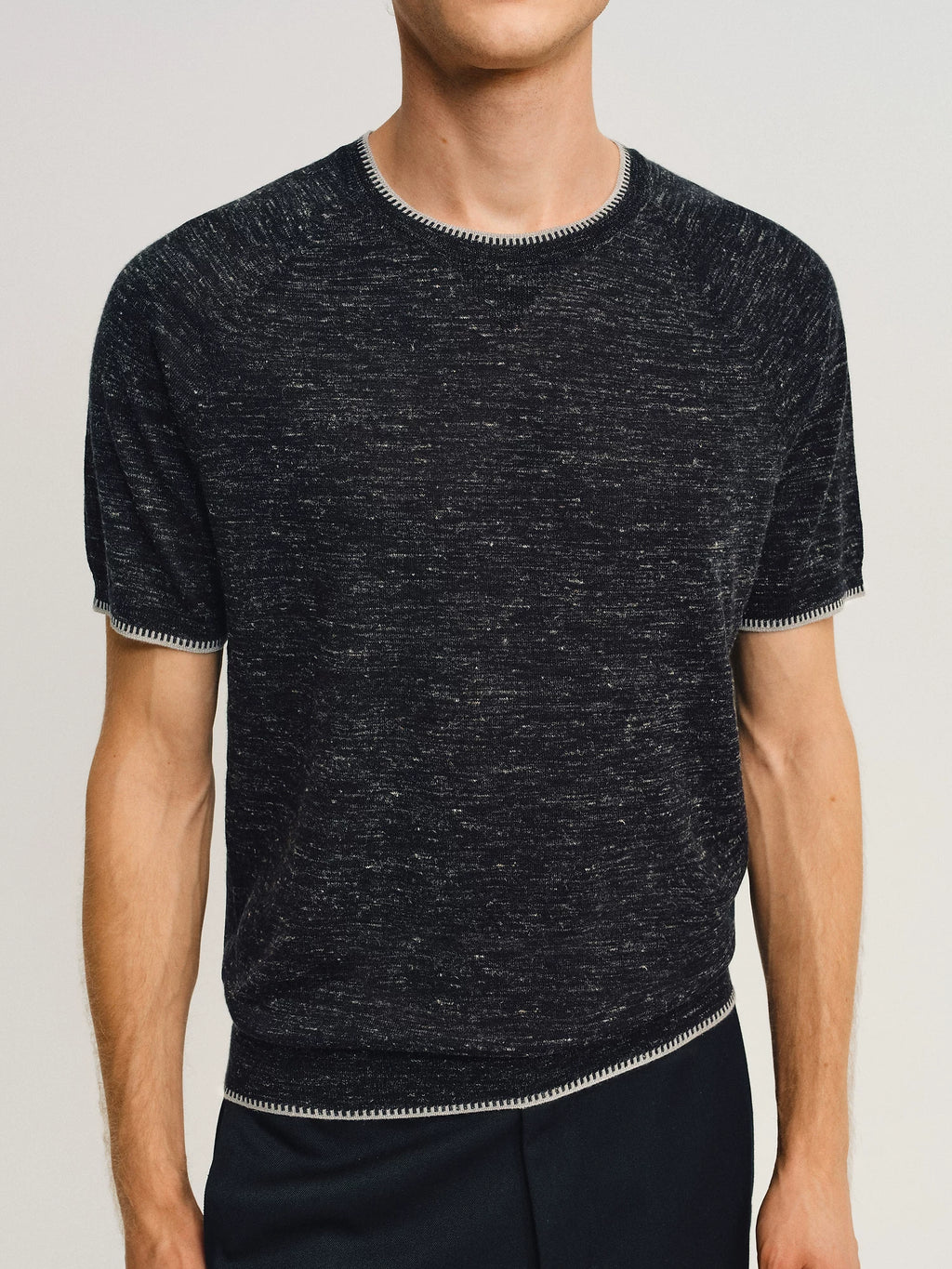 NONRADICAL Wool-Linen Raglan Sleeve Breathable Relaxed Knit Tee