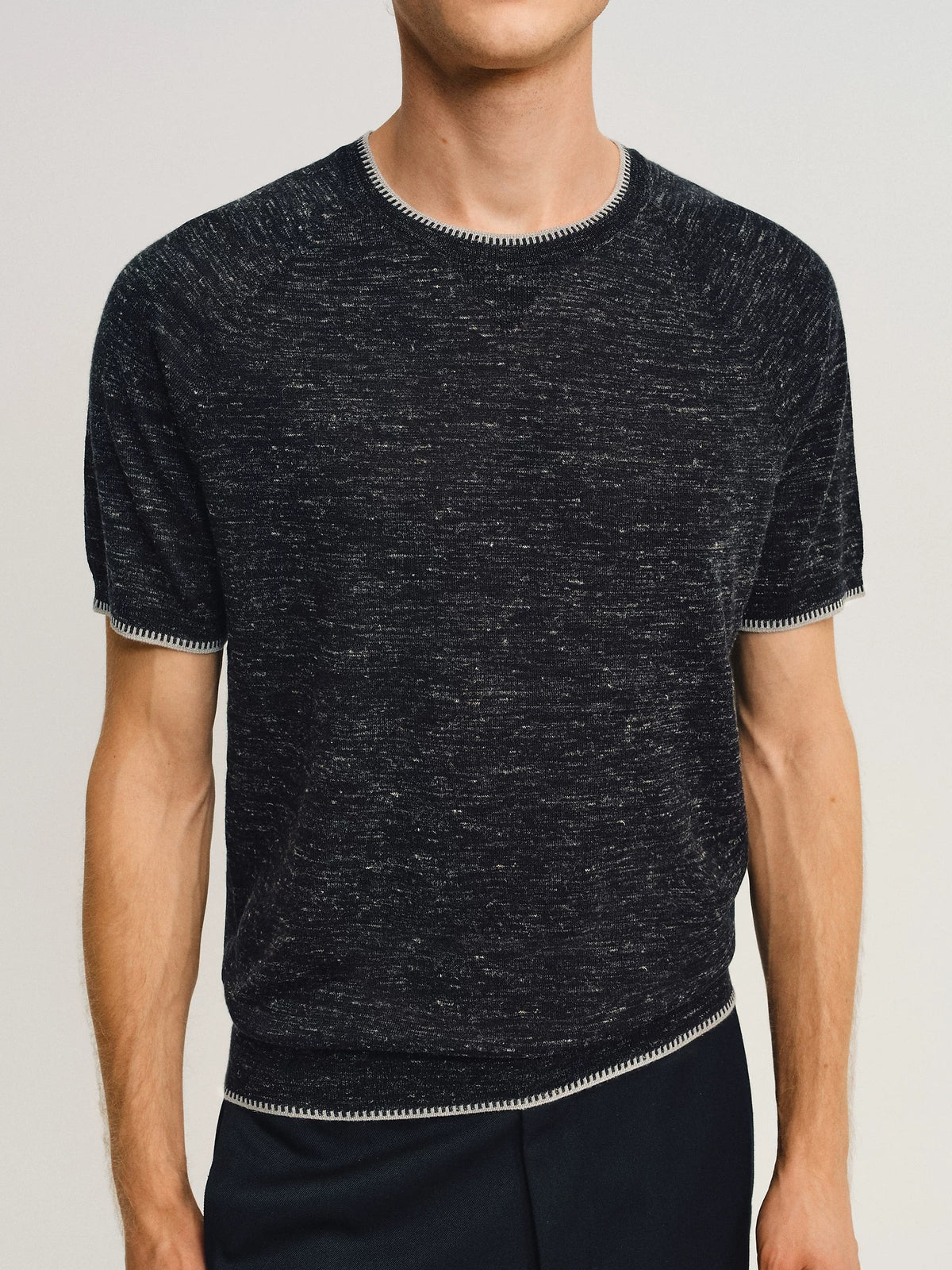 NONRADICAL Wool-Linen Raglan Sleeve Breathable Relaxed Knit Tee