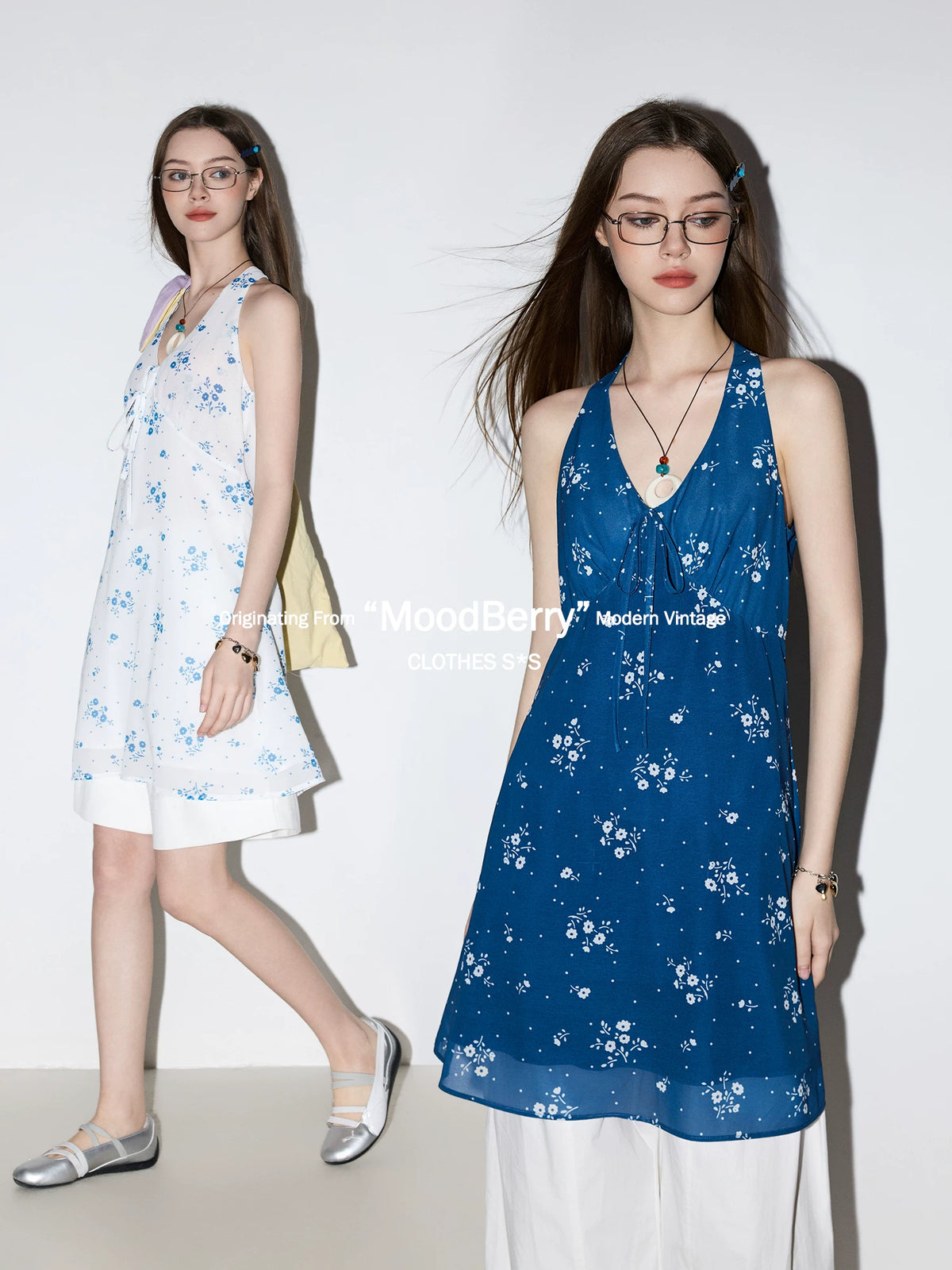 MoodBerry Vintage V-Neck Halter Dress