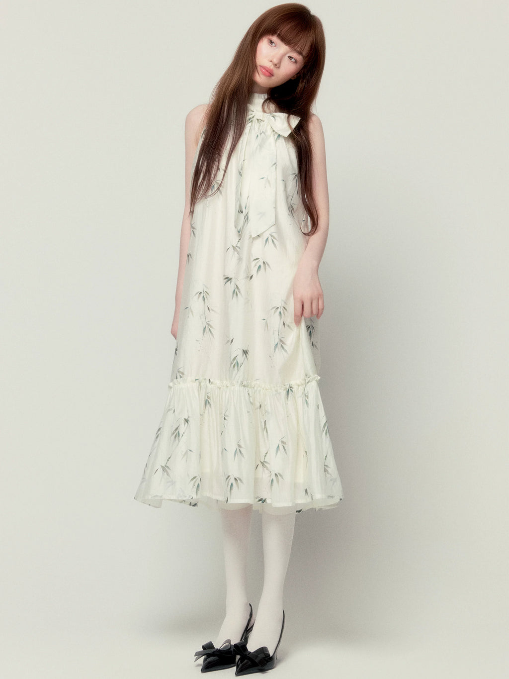 LOST FOREST Neck Bow Loose Dress