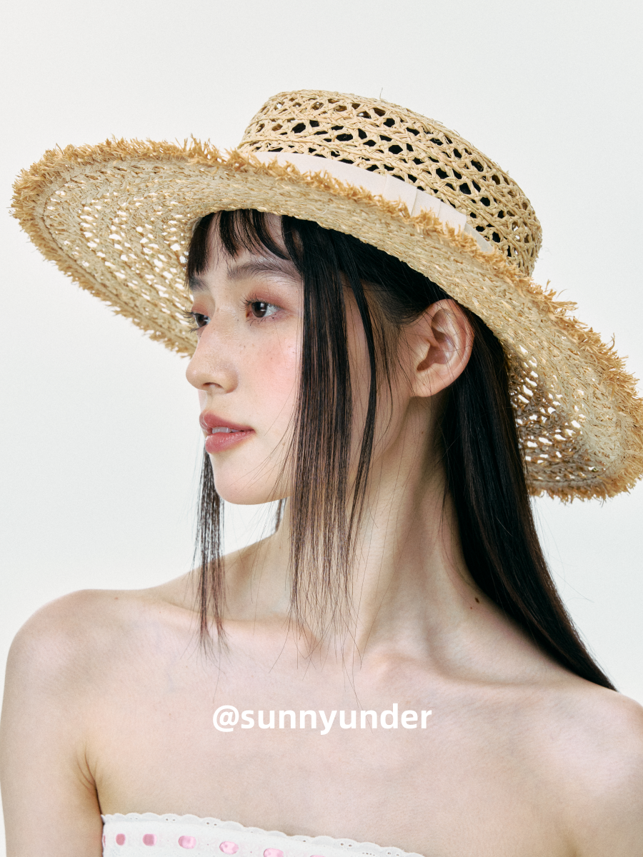 Sunnyunder Fashion Hollow Edge Flat Top Straw Hat