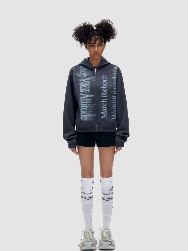 March Letter Print Short Jacket Cardigan
