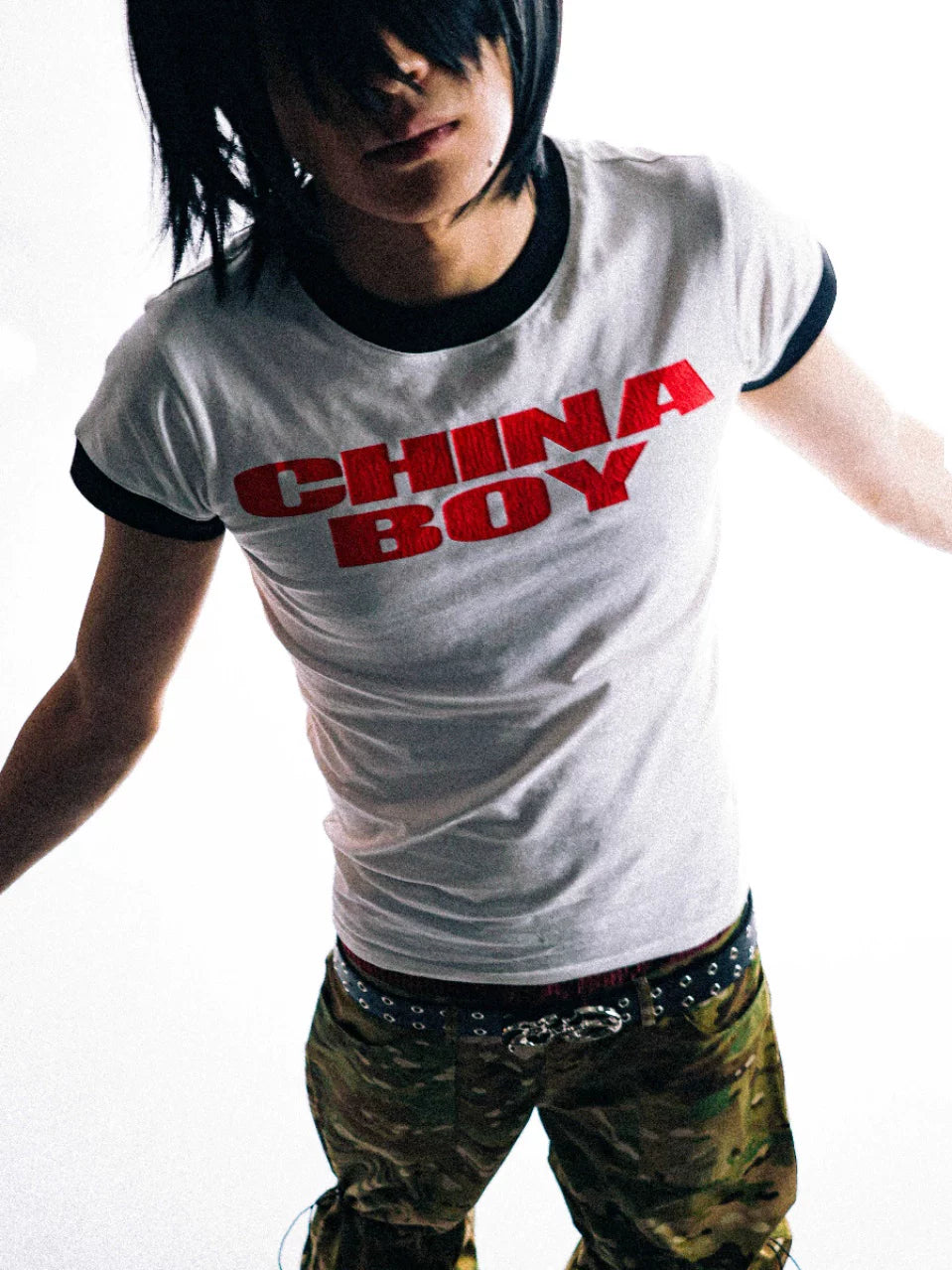 PCCVISION Double-sided Printing Color Matching Contrasting Slim Tee