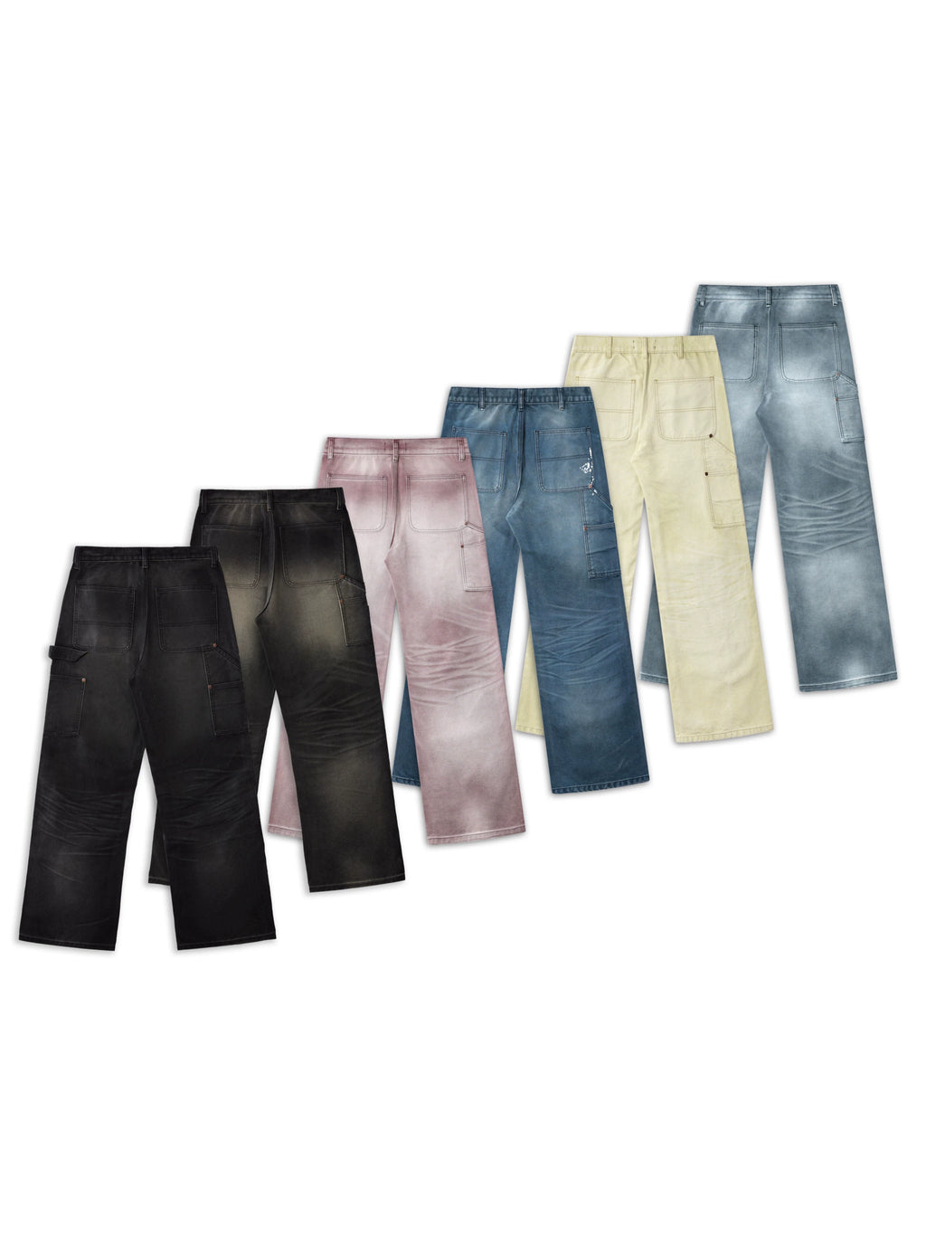 VOWPROGRESS Sand-Washed Splatter-Paint Straight-Leg Work Pants