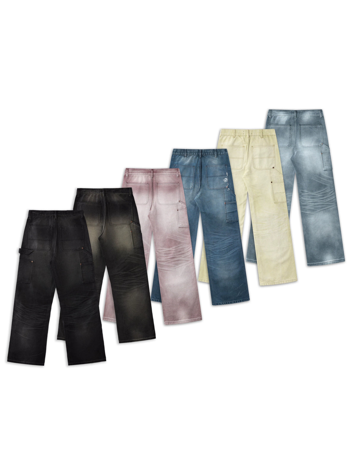 VOWPROGRESS Sand-Washed Splatter-Paint Straight-Leg Work Pants