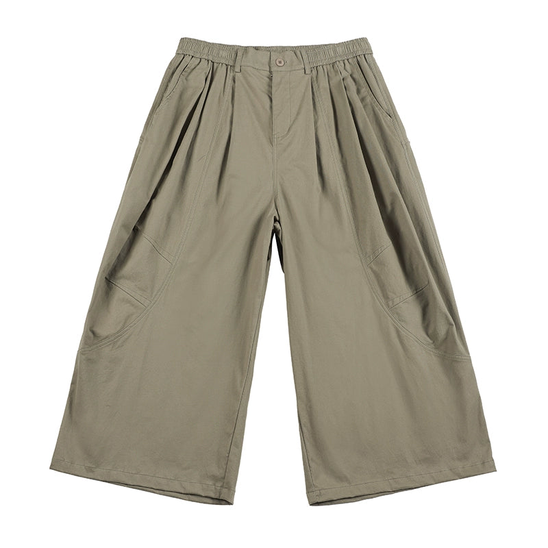 NOEARS Japanese Retro Elastic Waist Loose Casual Pants