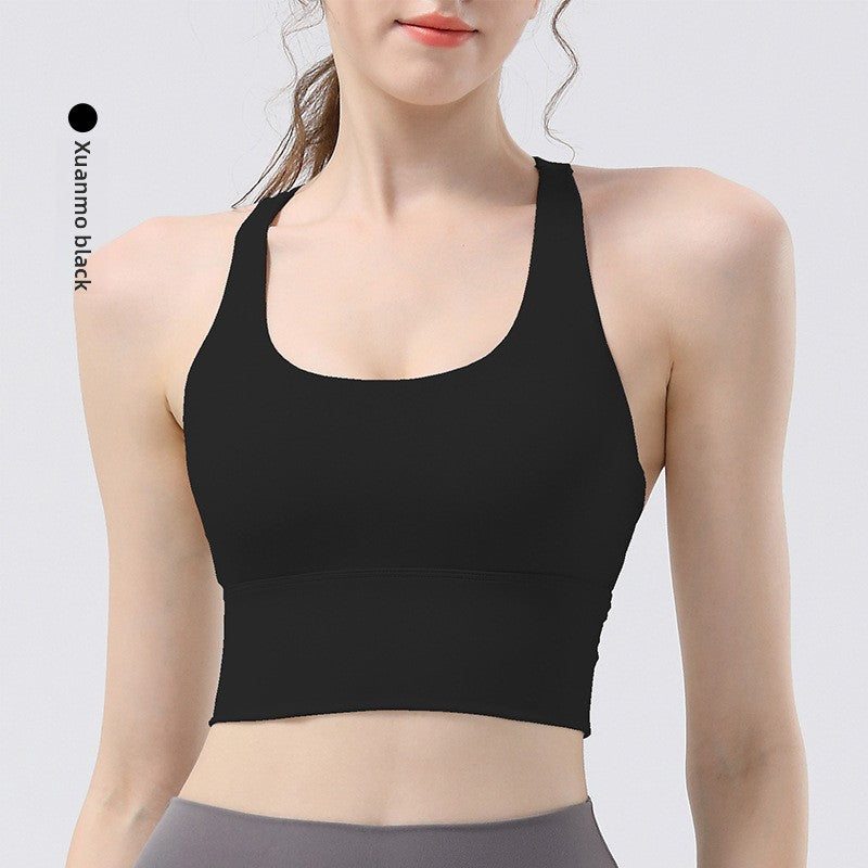 TIANQINGSE Sports Yoga Vest Solid Cup Cross Back